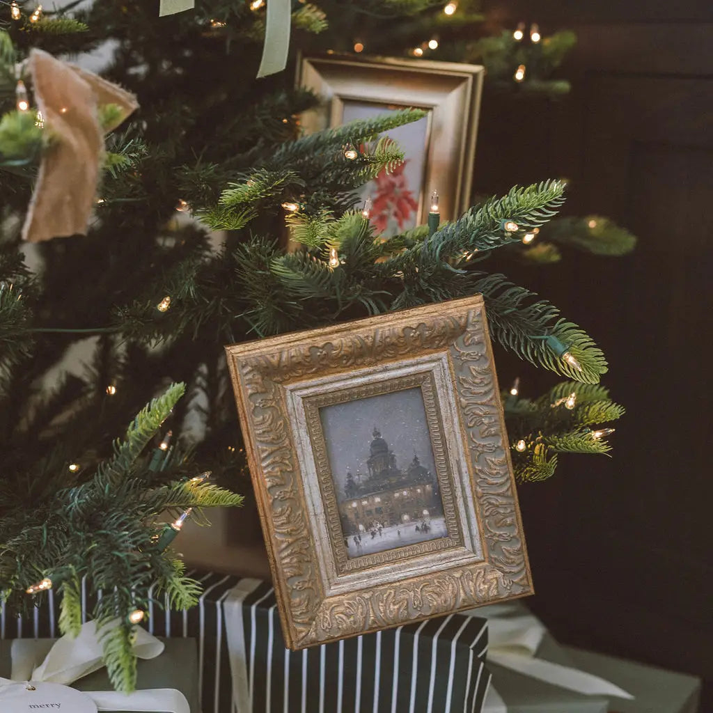 Ice Skating Framed Vintage Art - Gold Frame
