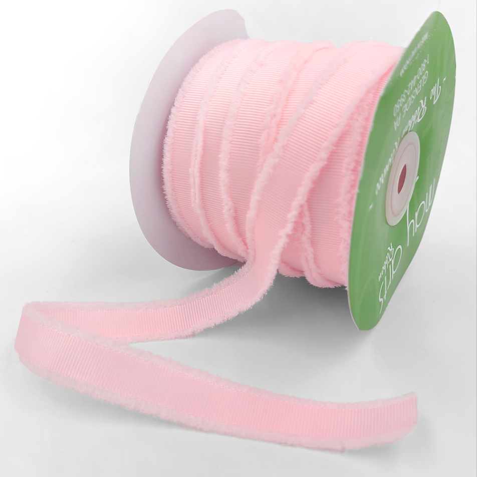 Fuzzy Grosgrain Ribbon - Pink | 5/8" Width | 50 Yard Roll