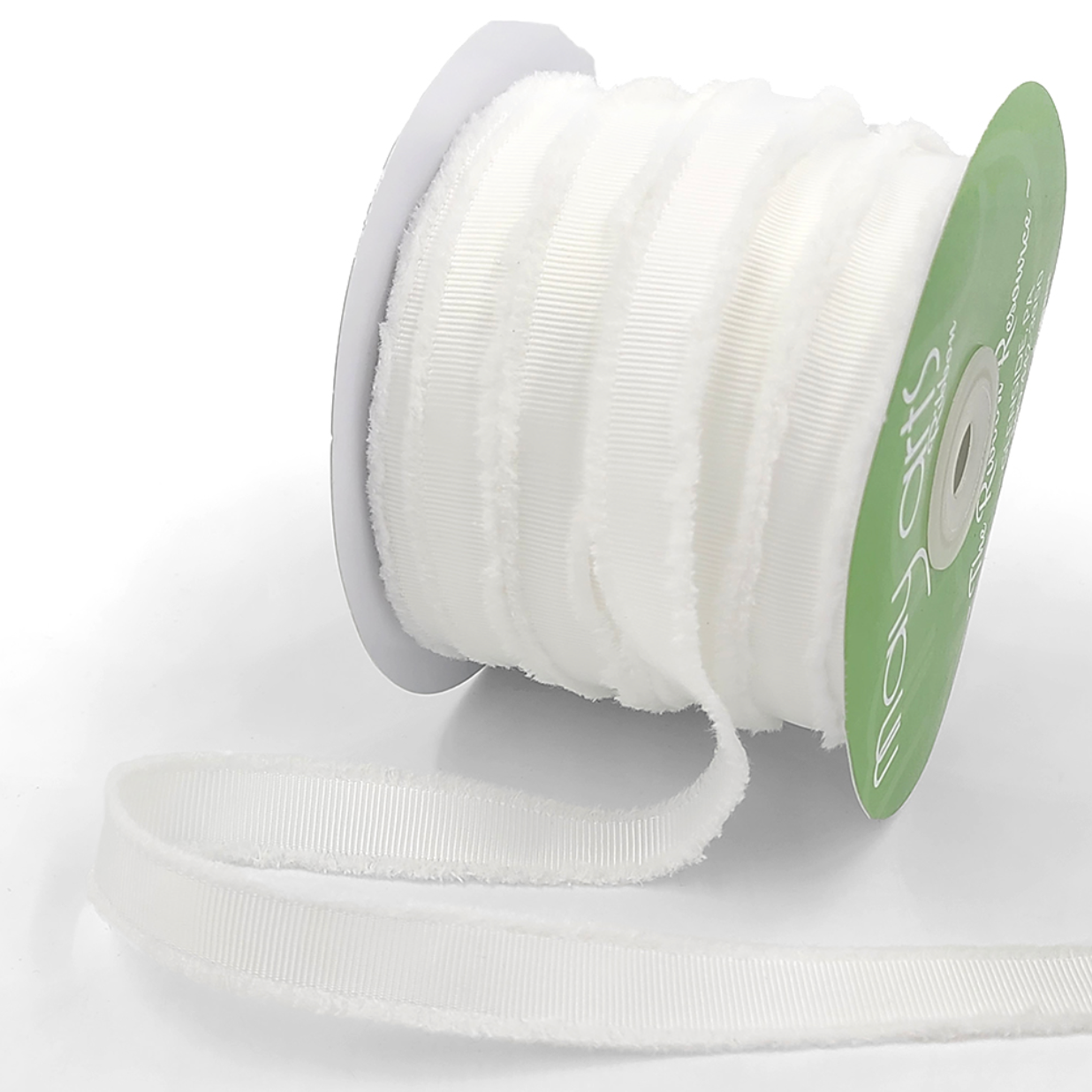 Fuzzy Grosgrain Ribbon - White | 5/8" Width | 50 Yard Roll