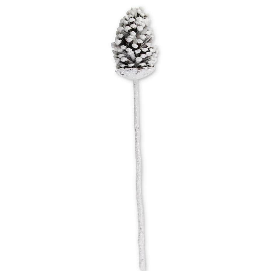 snowy pine cone pick for decorating