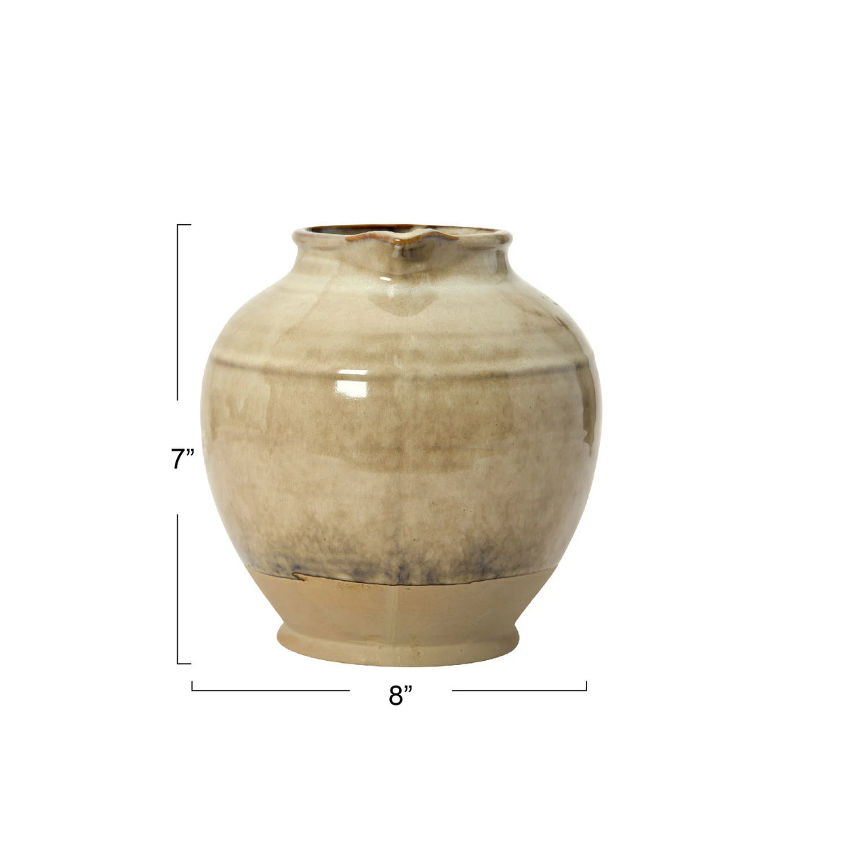 Reactive Glaze Stoneware Pitcher – 72 oz. Beige Ceramic Pitcher