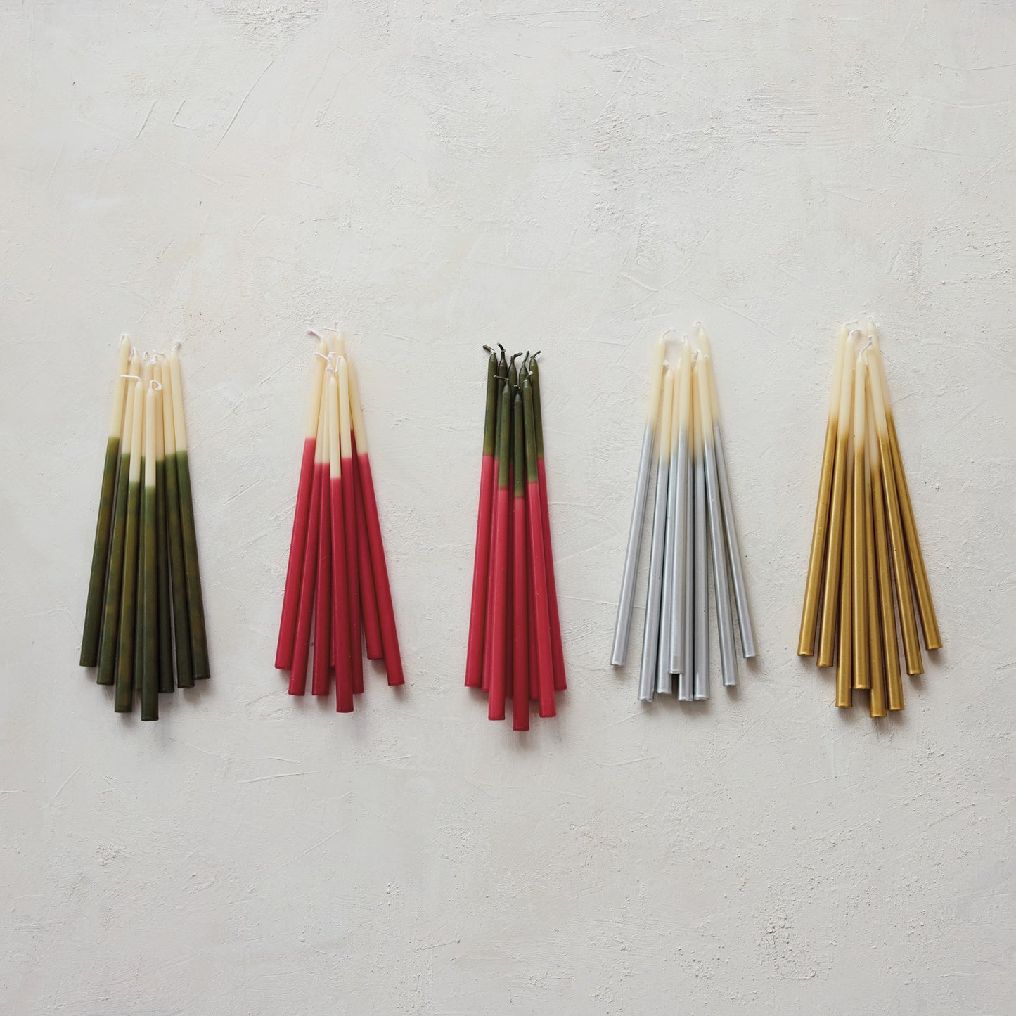 Two-Tone Red & Cream Taper Candles – Set of 24