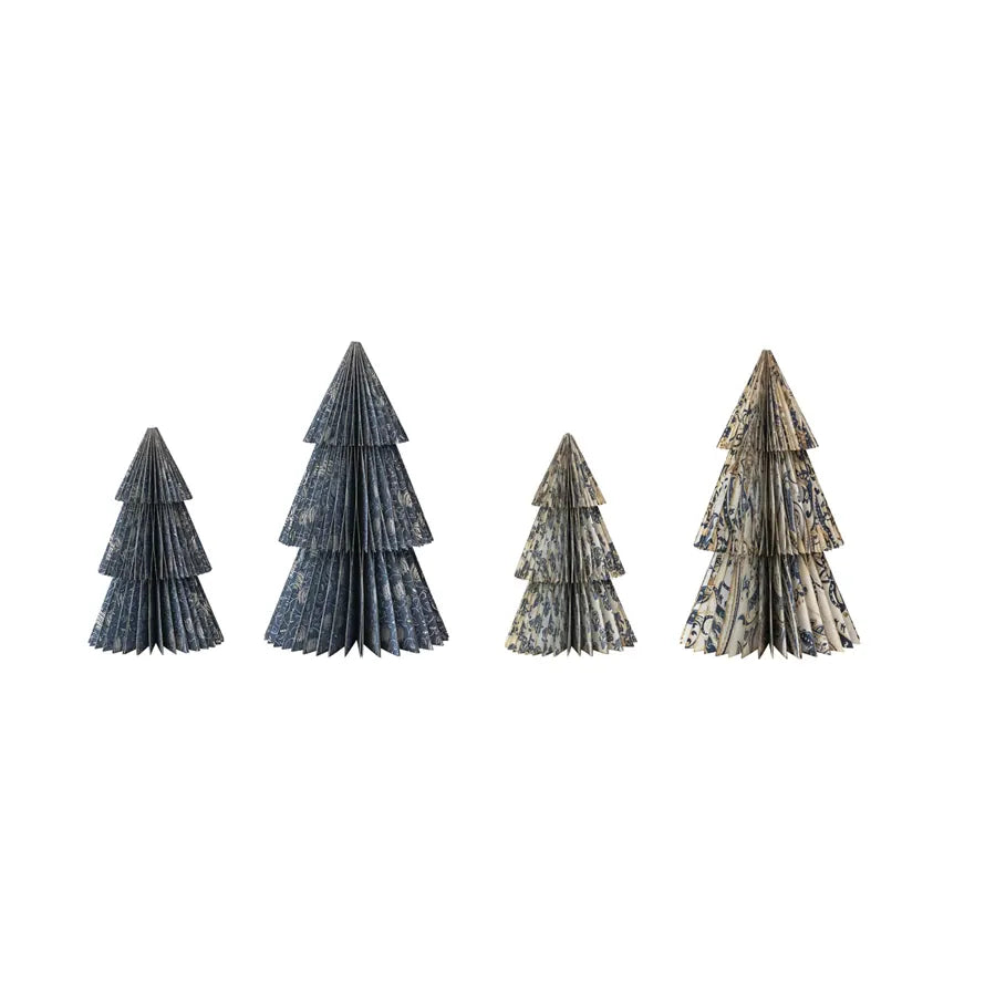 Handmade Folding Honeycomb Trees with Pattern, Set of 2, 2 Styles