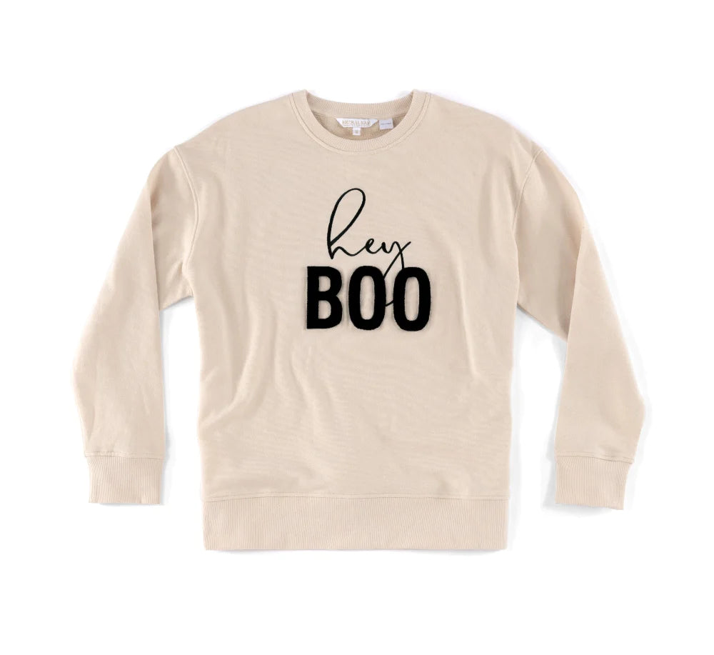 "HEY BOO" SWEATSHIRT, PUTTY