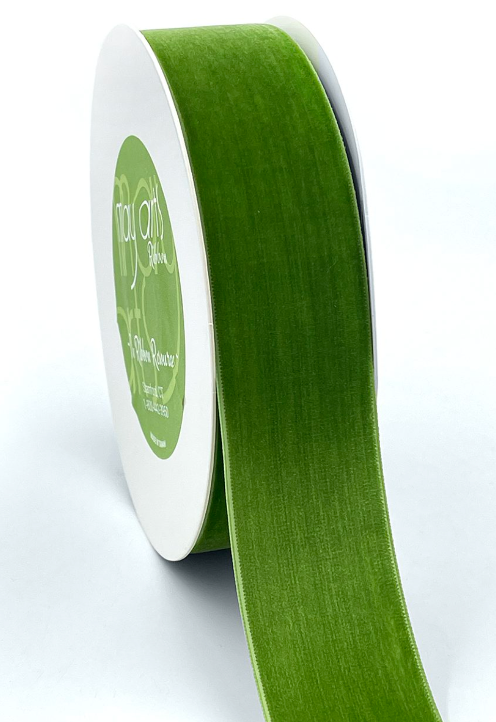 1.5 Inch Classic Velvet Ribbon with Woven Edge parrot green color