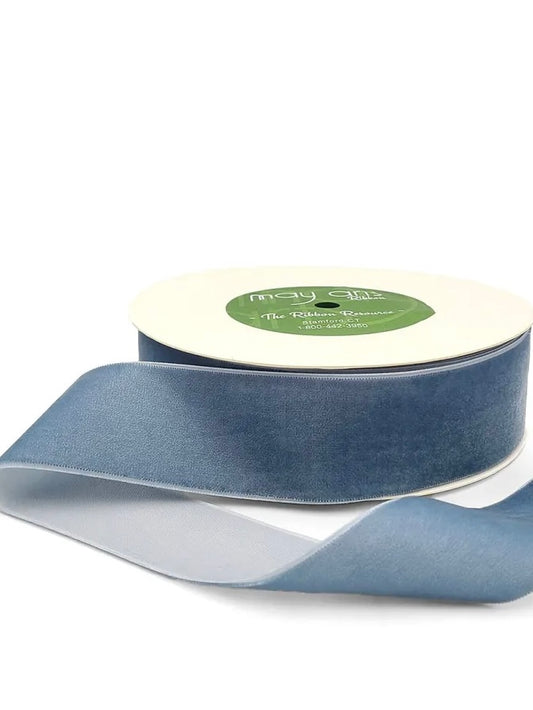 1.5" Velvet Ribbon in Dusty Blue