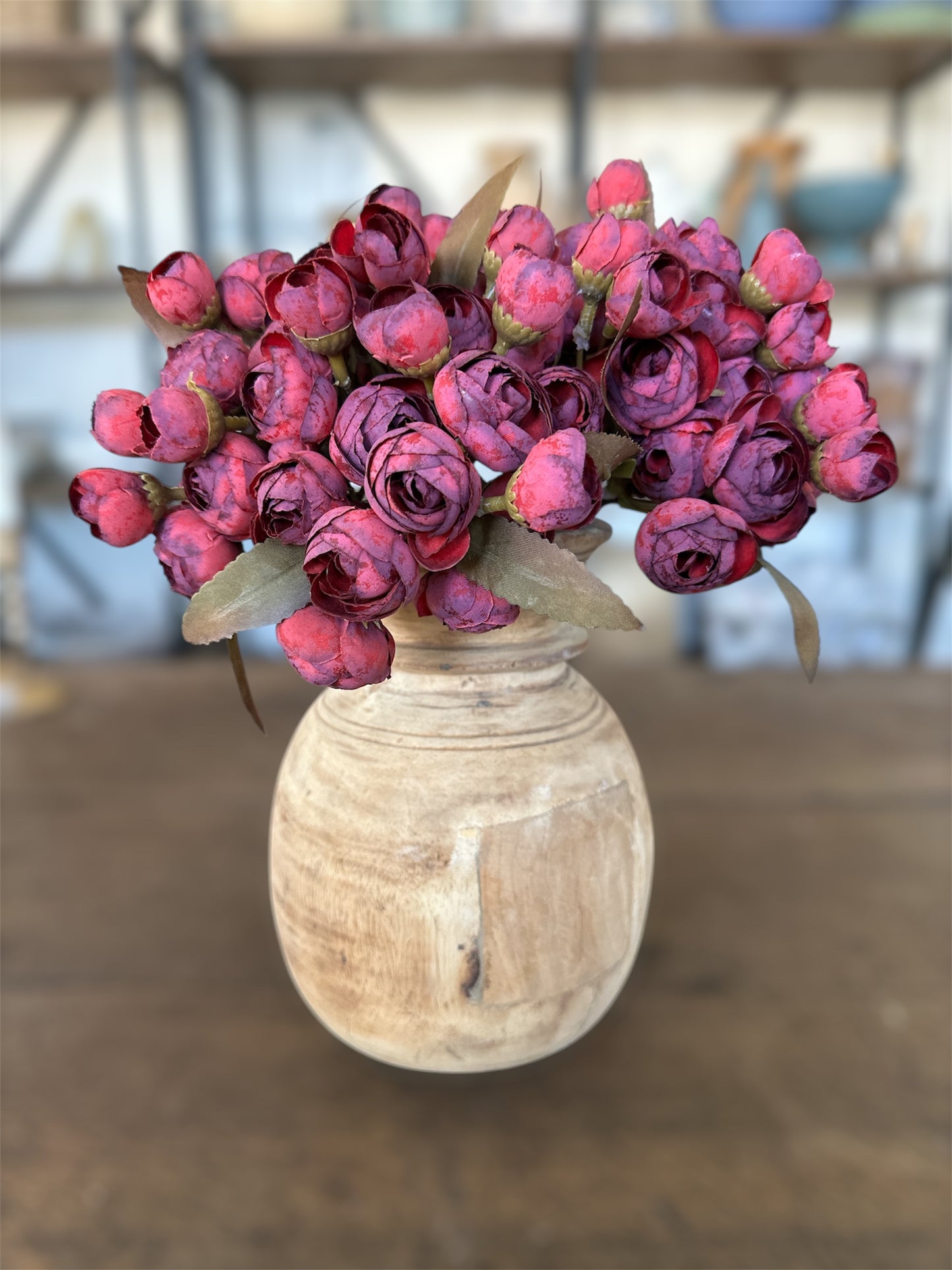 10.5 Inch Fuchsia Mini Ranunculus Bud Bundle (5 Stem)