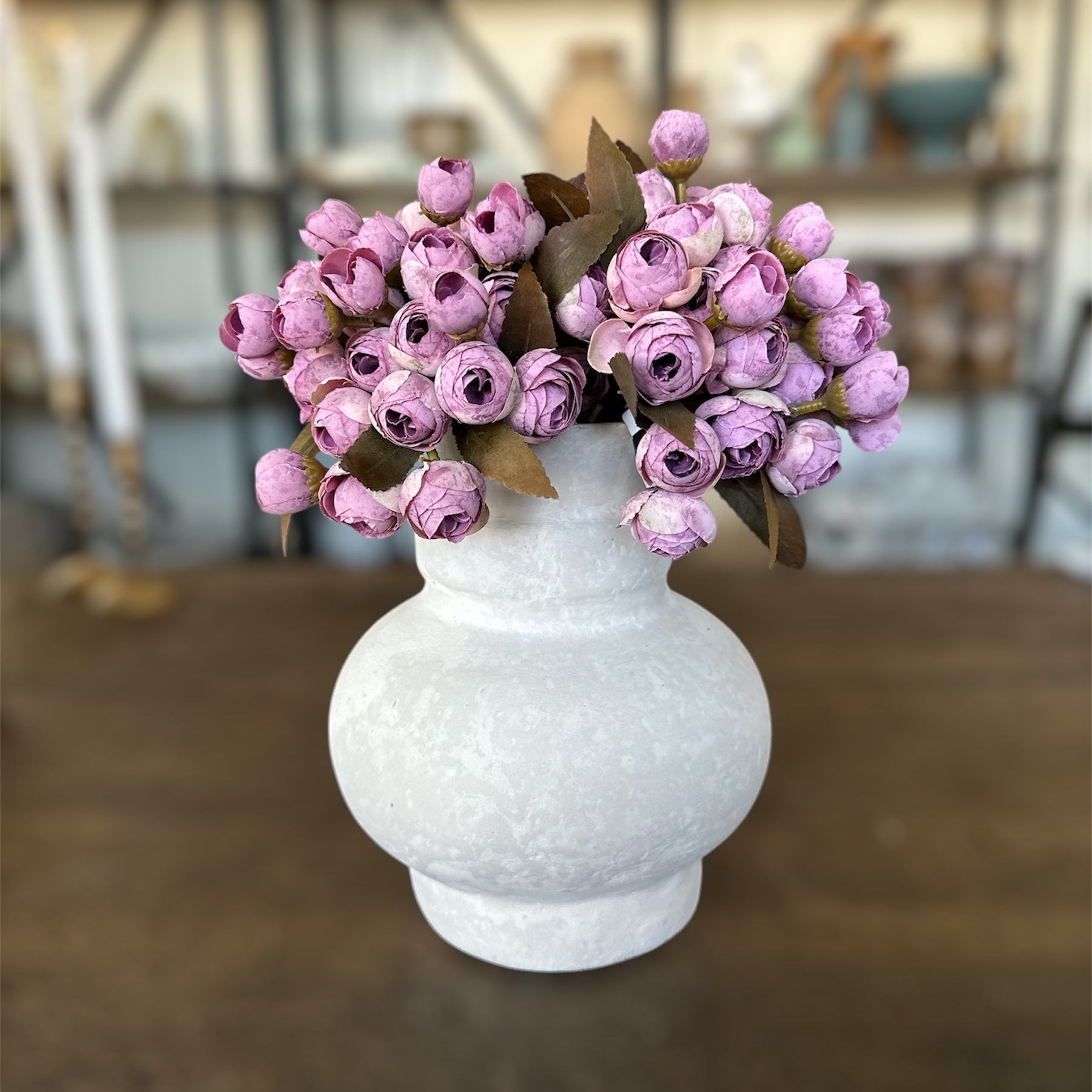 10.5 Inch Light Purple Mini Ranunculus Bud Bundle (5 Stem)