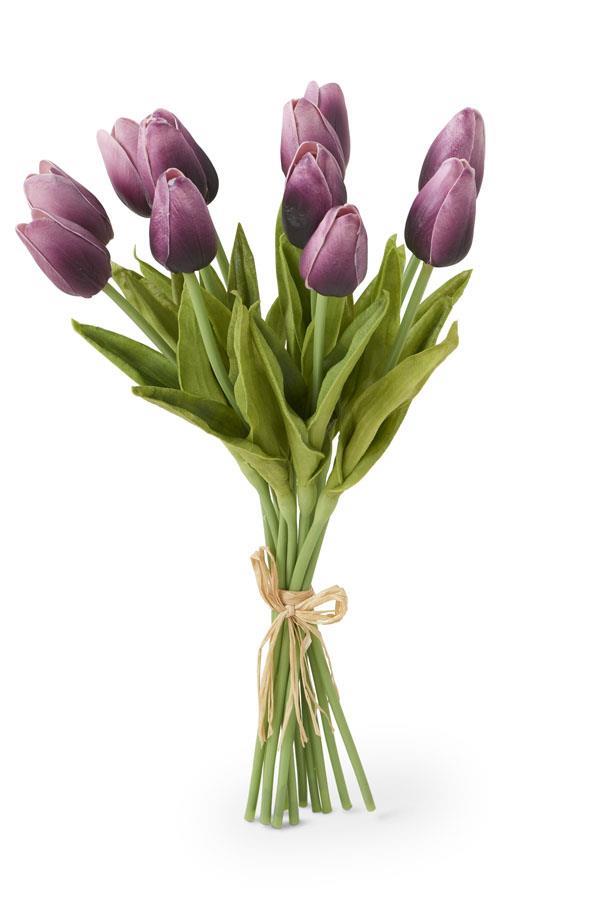 13.5 INCH PURPLE REAL TOUCH MINI TULIP BUNDLE (12 STEMS)