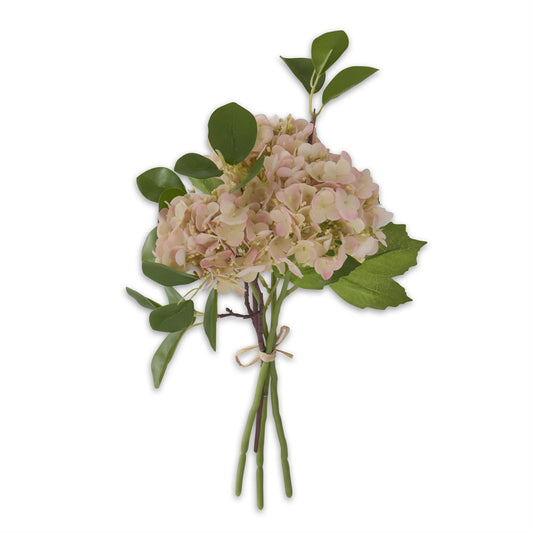 Bouquet of pink flowers with green leaves on a white background