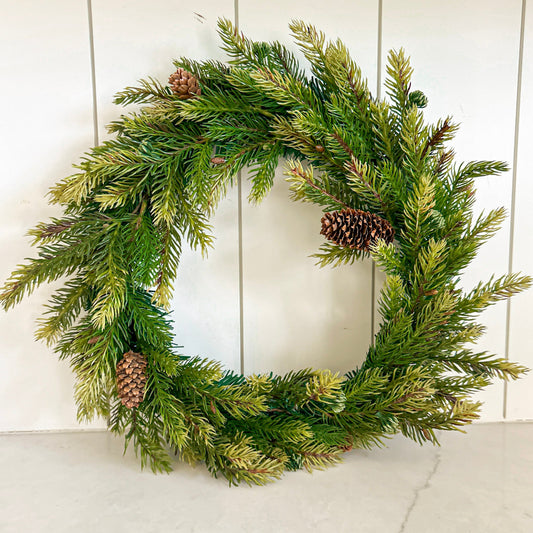 12" Green Pine Cone Wreath