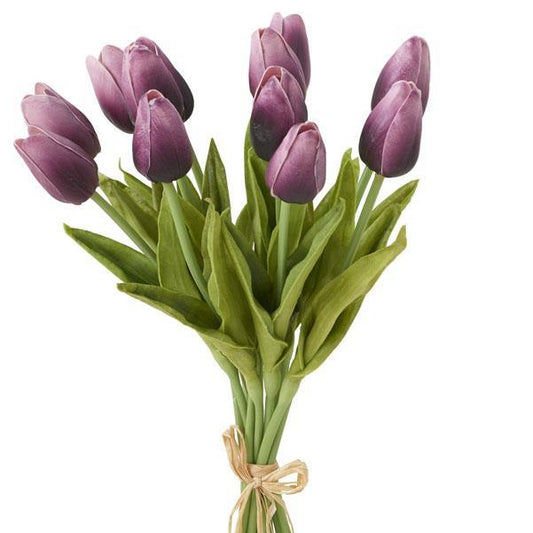 13.5" Purple Real Touch Mini Tulip Bundle - 12 Stems