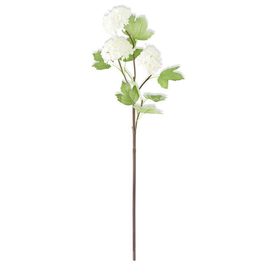 32" White Snowball 2 Bloom Hydrangea Stem Spray