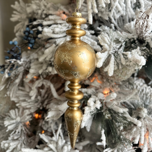13" Gold Sparkle Finial Christmas Ornaments
