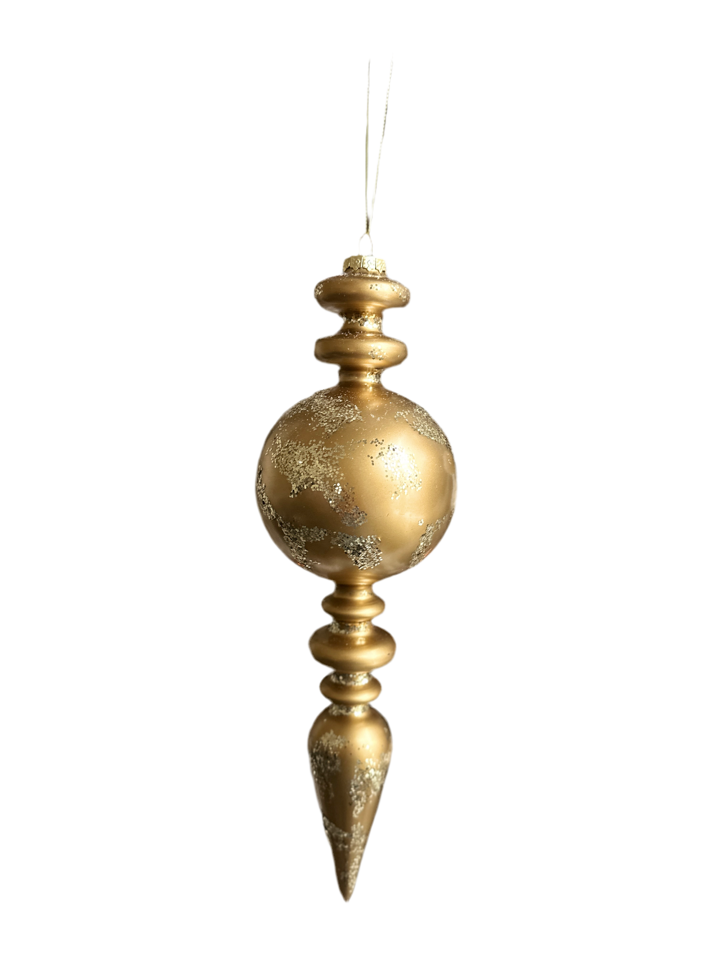 13" Gold Sparkle Finial Christmas Ornaments