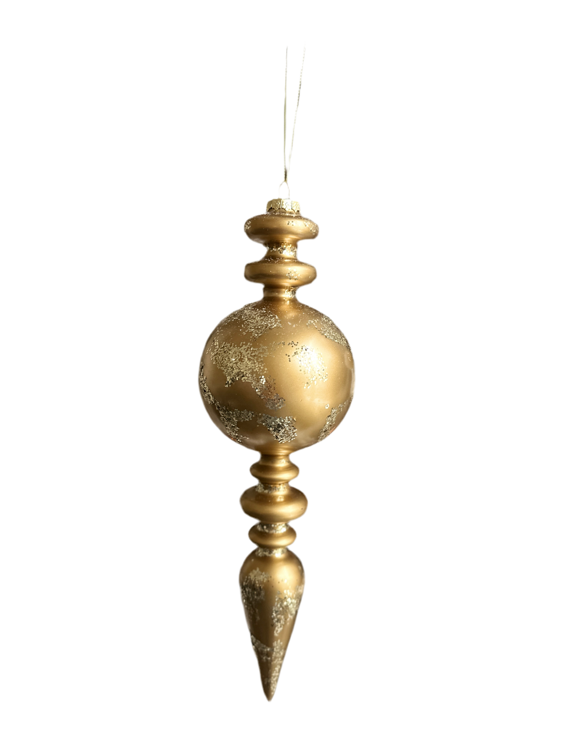 13" Gold Sparkle Finial Christmas Ornaments