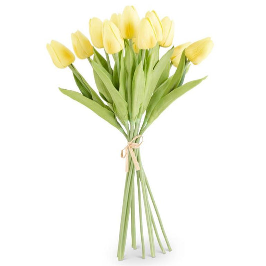 13 Inch Light Yellow Real Touch Mini Tulip Bundle (12 Stems)