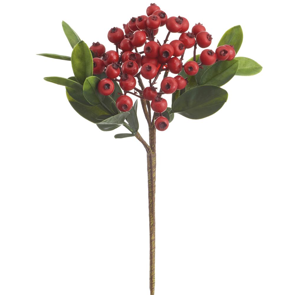 14" Red Berry Pick - Artificial Floral Stem