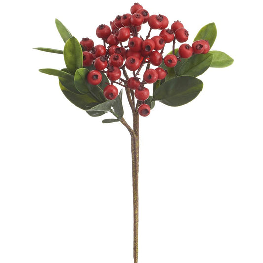 14" Red Berry Pick - Artificial Floral Stem