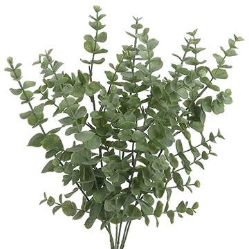 A 17.5 inch artificial eucalyptus bush with green and gray leaves, suitable for floral arrangements.