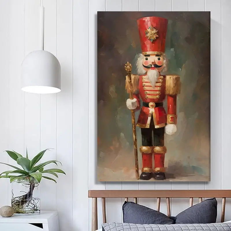 Wooden Framed Nutcracker Canvas Painting