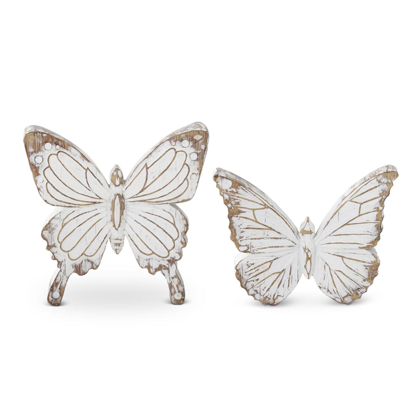 WHITEWASHED CARVED RESIN BUTTERFLIES