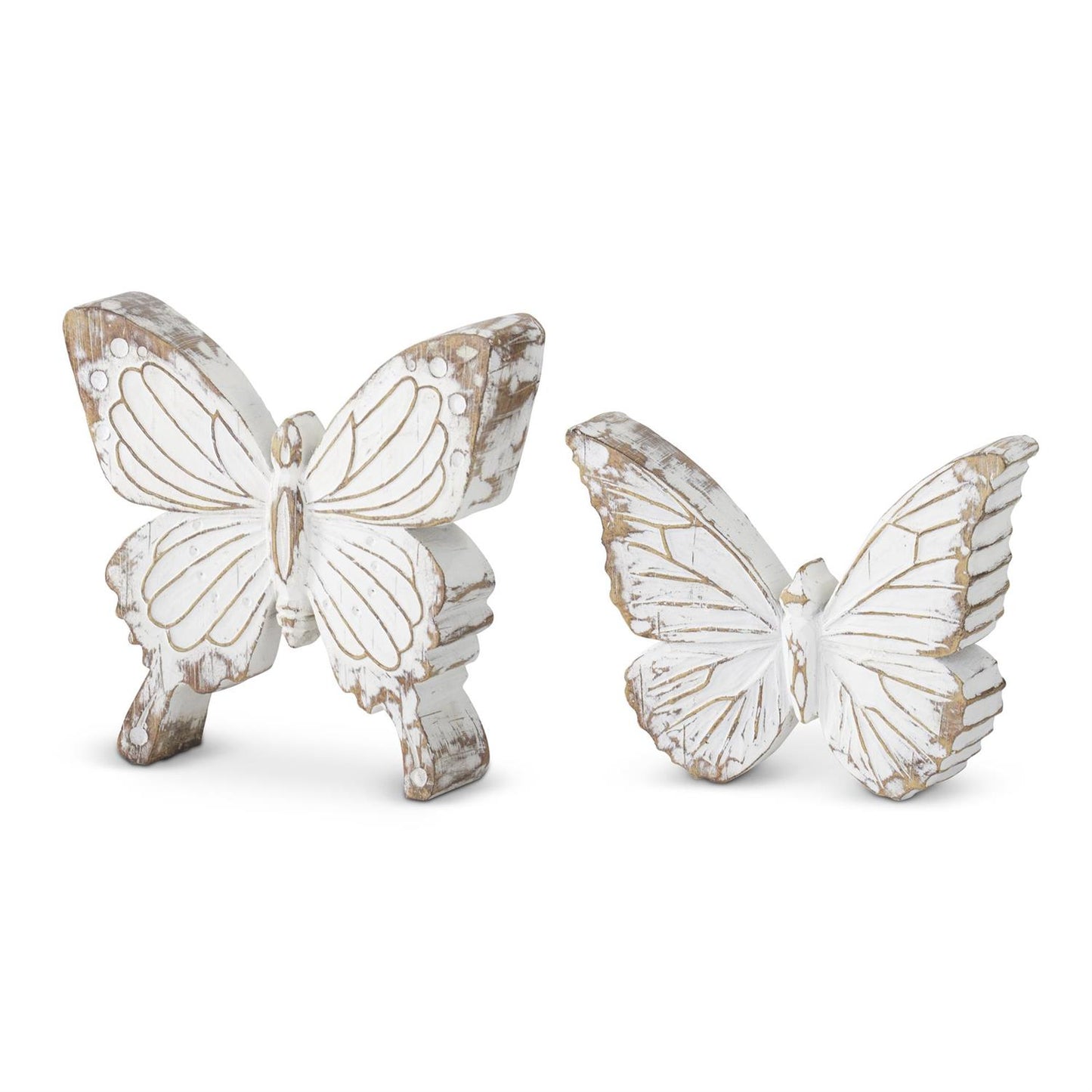 WHITEWASHED CARVED RESIN BUTTERFLIES