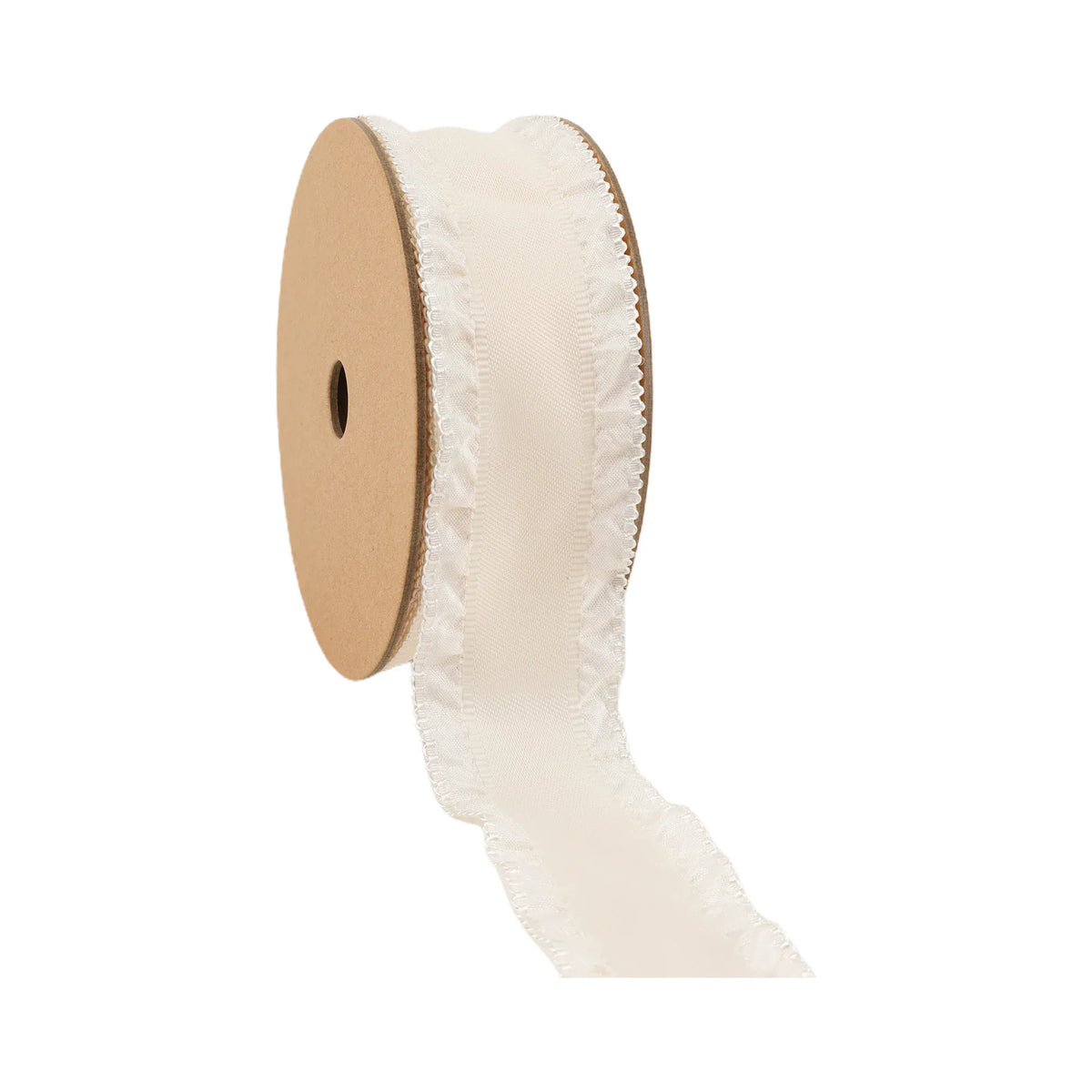 Single Ruffled Ribbon Ruffle Ribbon Ivory 1.5