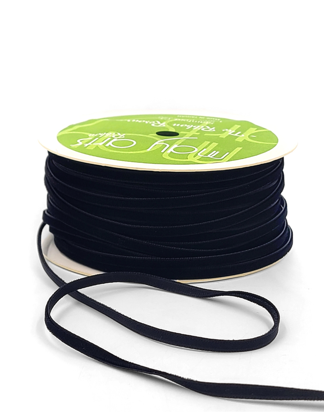 1/8 inch Velvet String Cord Ribbon with Woven Edge in Black