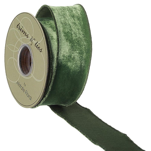 A spool of green velvet ribbon 