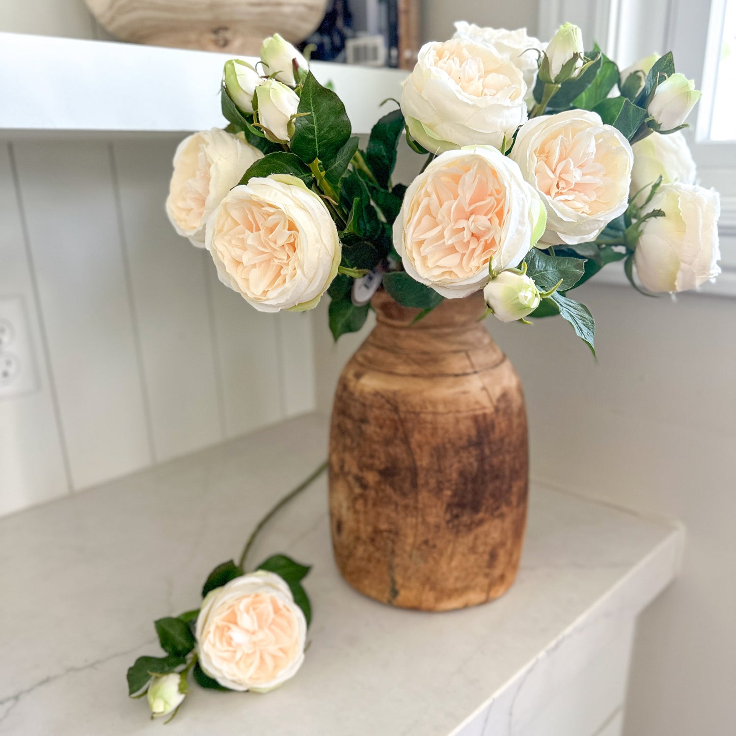 20" English Rose Peach/Cream Stem