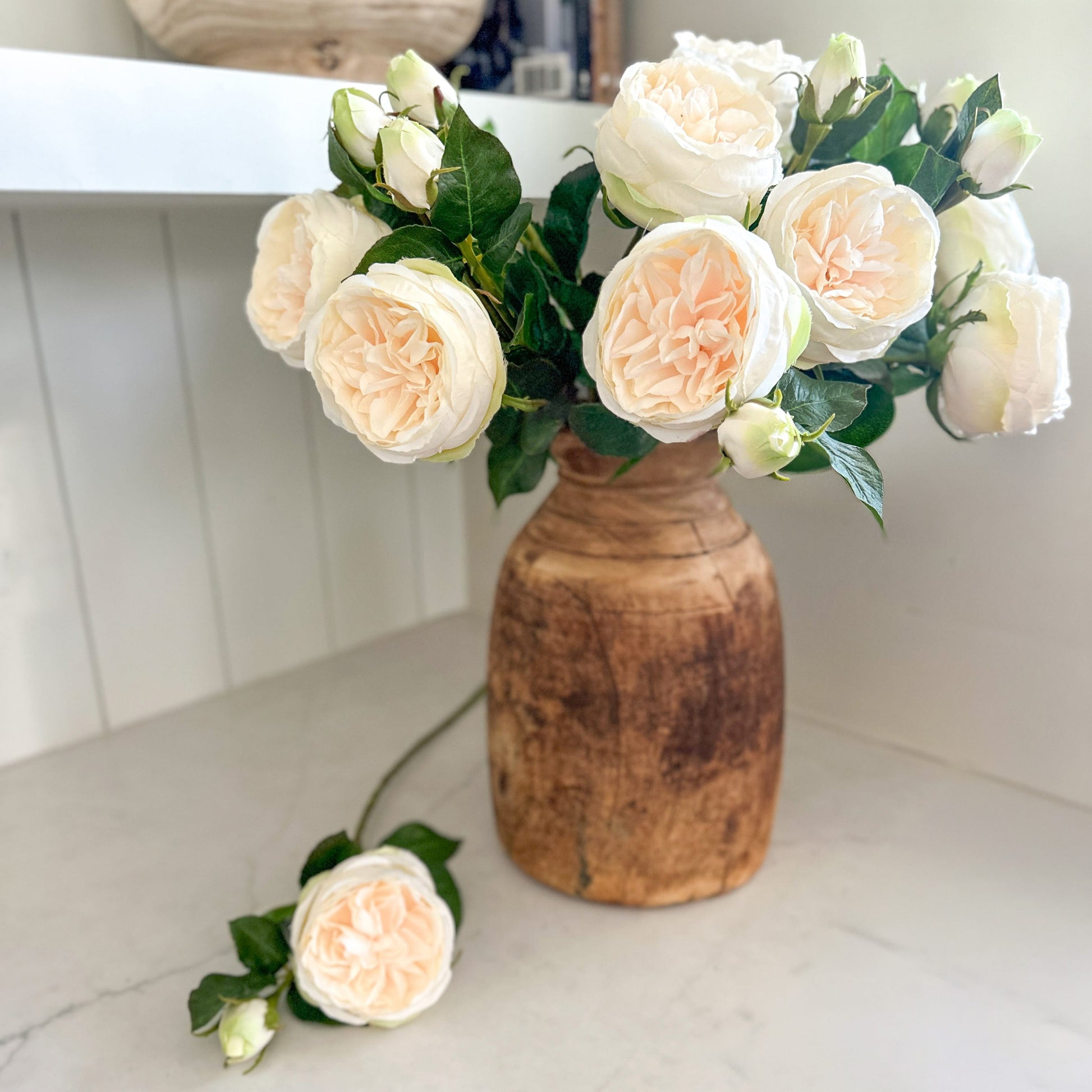 Peach/Cream English Rose Stem 20" - Artificial Flower Stem