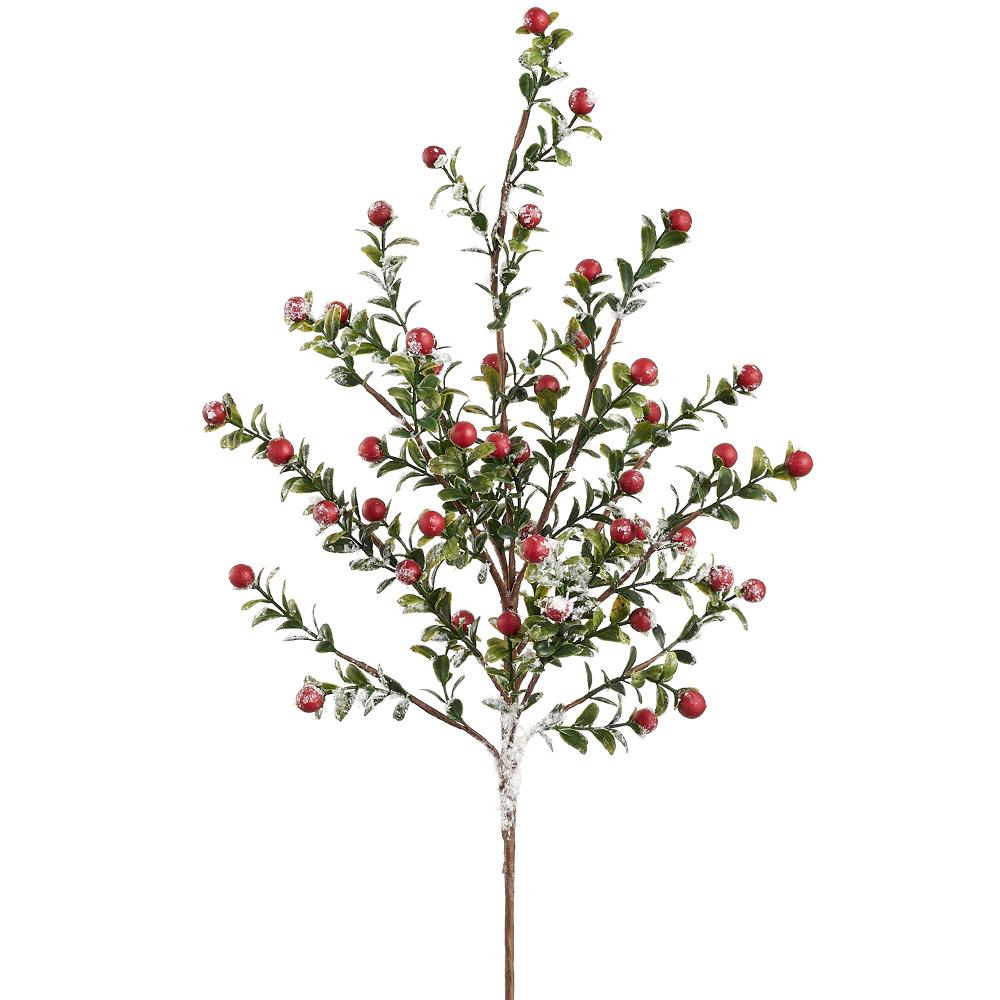 21" Red Snowed Berry Spray - Faux Winter Floral Stem