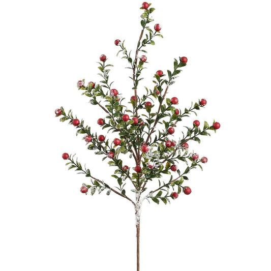 21" Red Snowed Berry Spray - Faux Winter Floral Stem