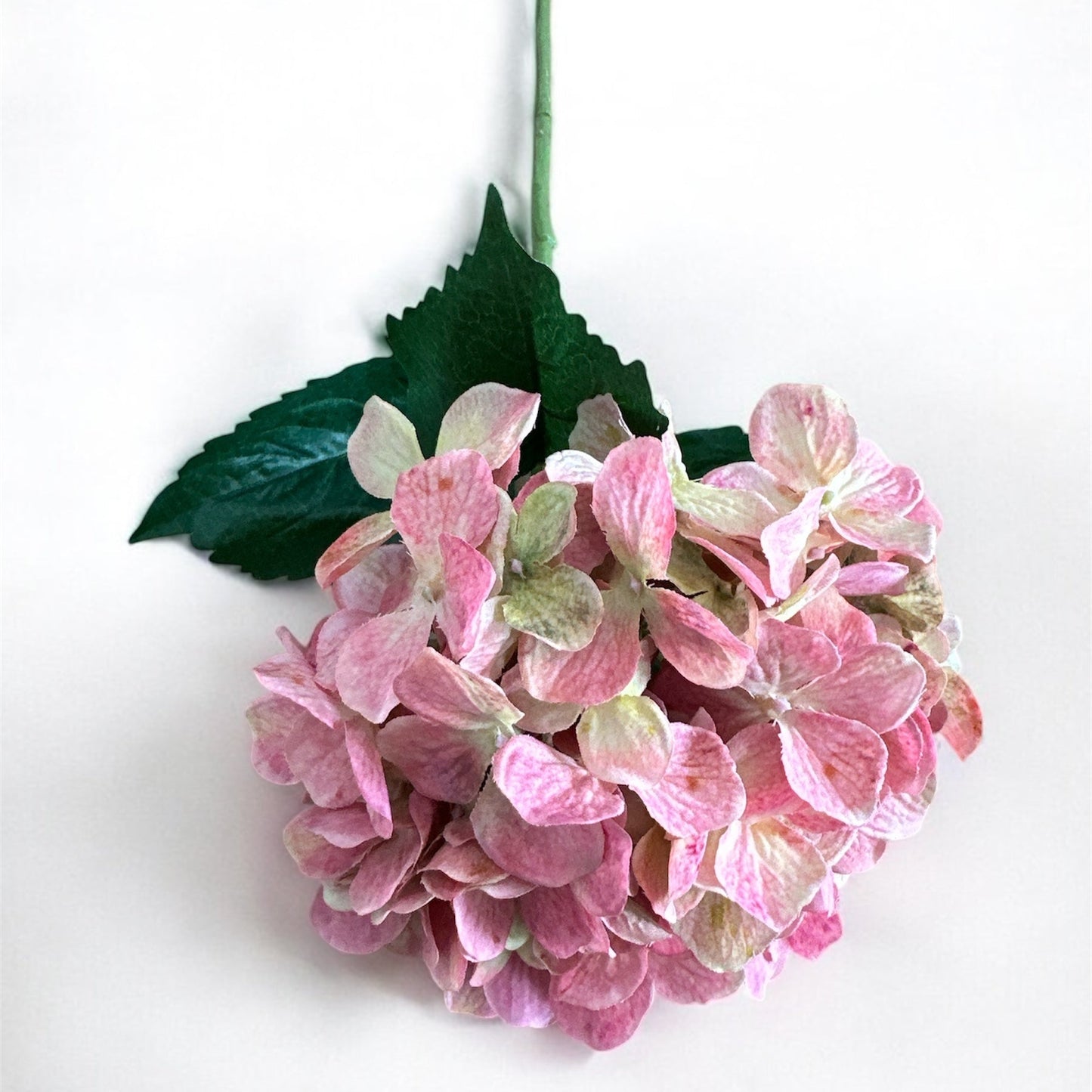 25" Light Pink and Green Artificial Hydrangea Spray