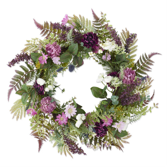 26" Purple & White Perennials Spring Wreath