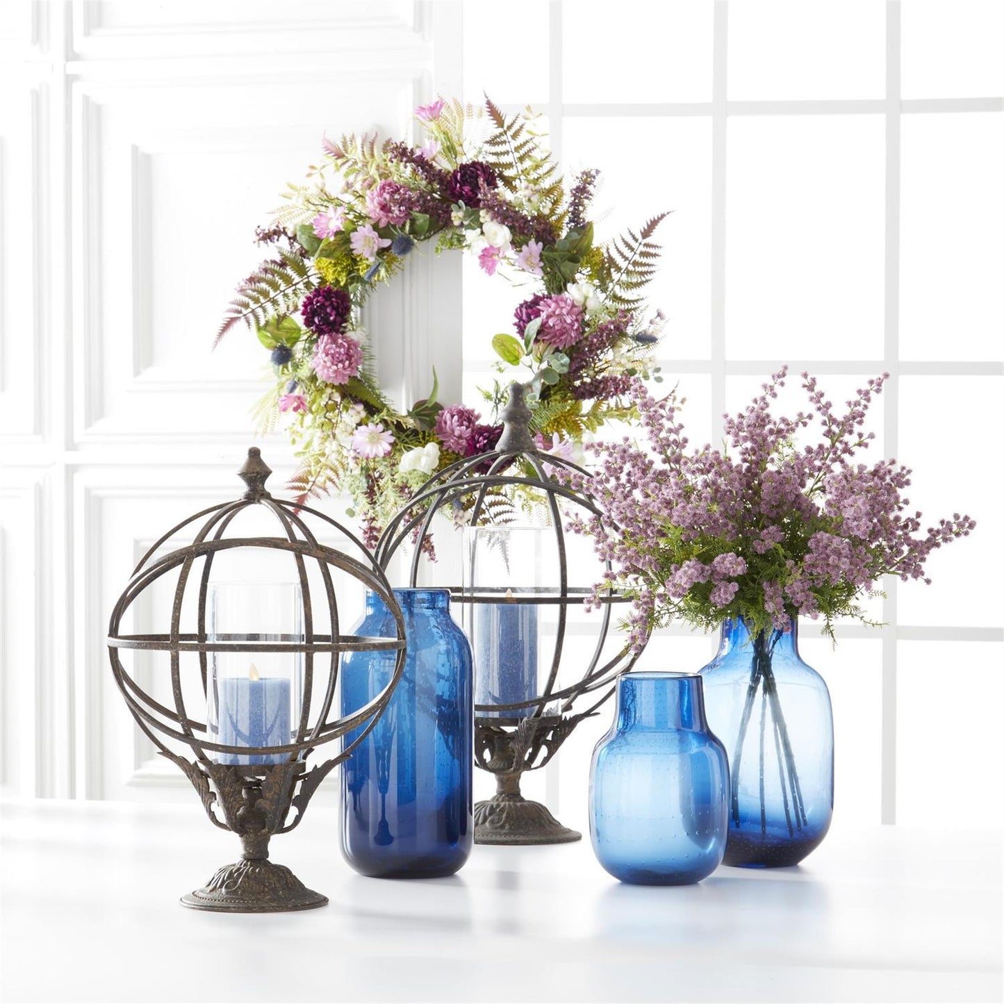 26" Purple & White Perennials Spring Wreath