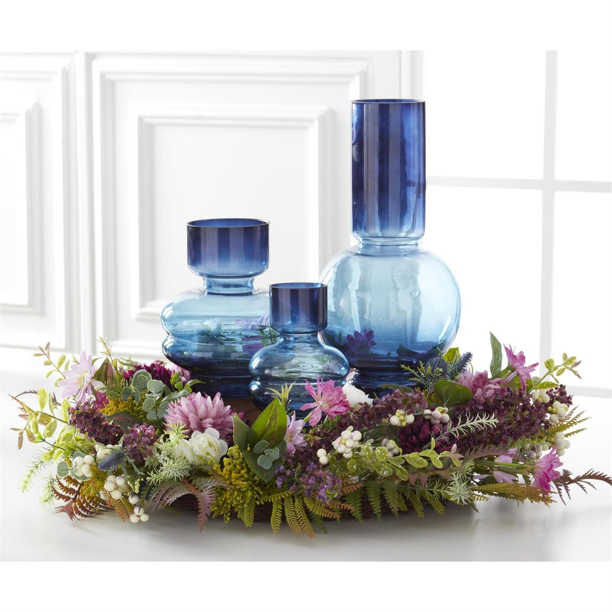 26" Purple & White Perennials Spring Wreath