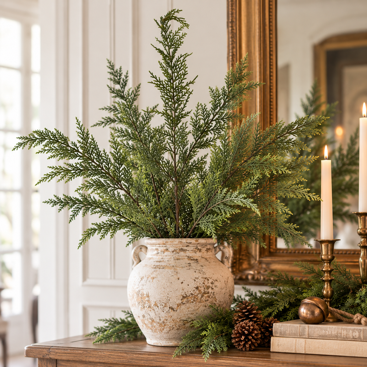 30" Artificial Cedar Spray - Winter Greenery