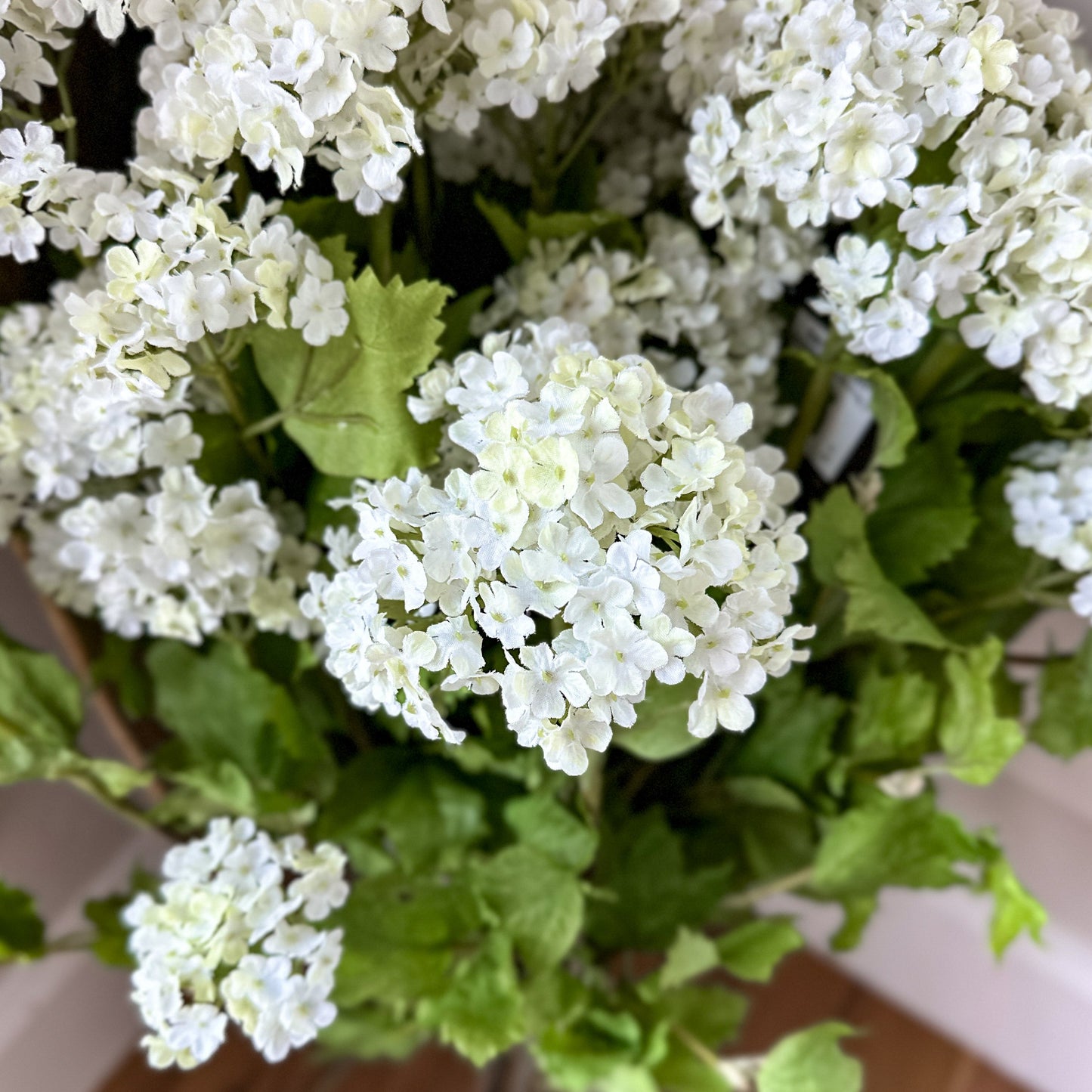 32" White Snowball 2 Bloom Hydrangea Stem Spray