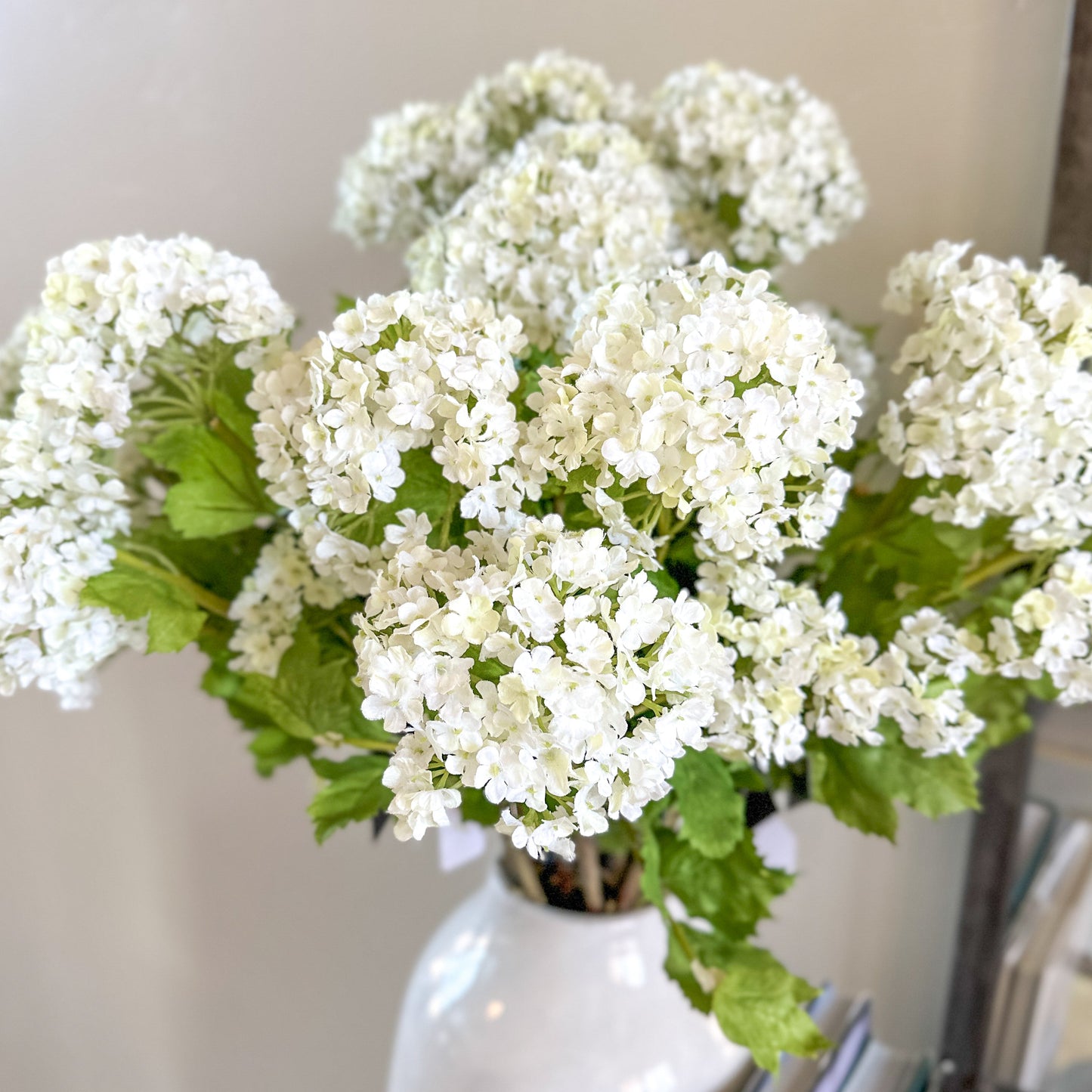 32" White Snowball 2 Bloom Hydrangea Stem Spray
