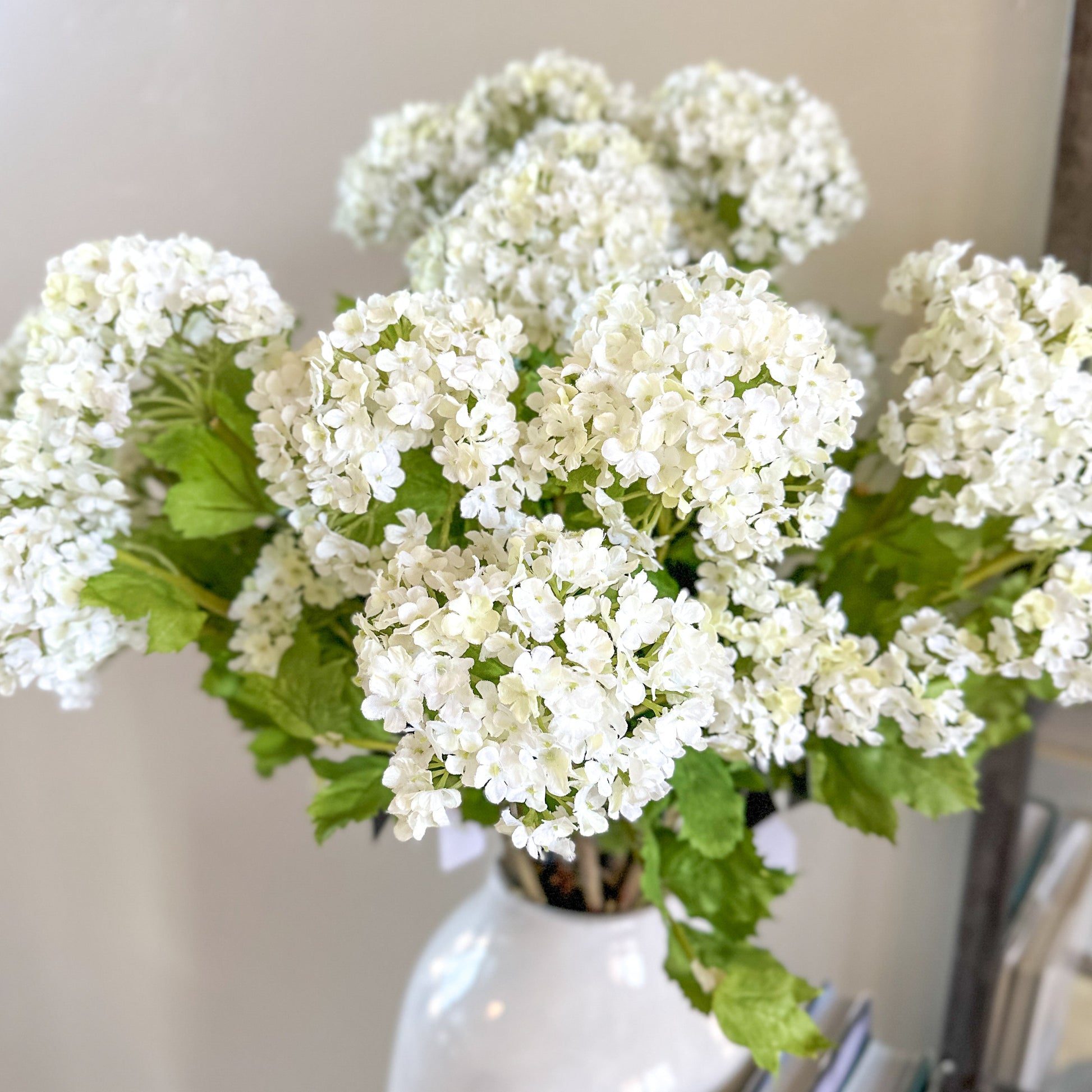 32" White Snowball 2 Bloom Hydrangea Stem Spray