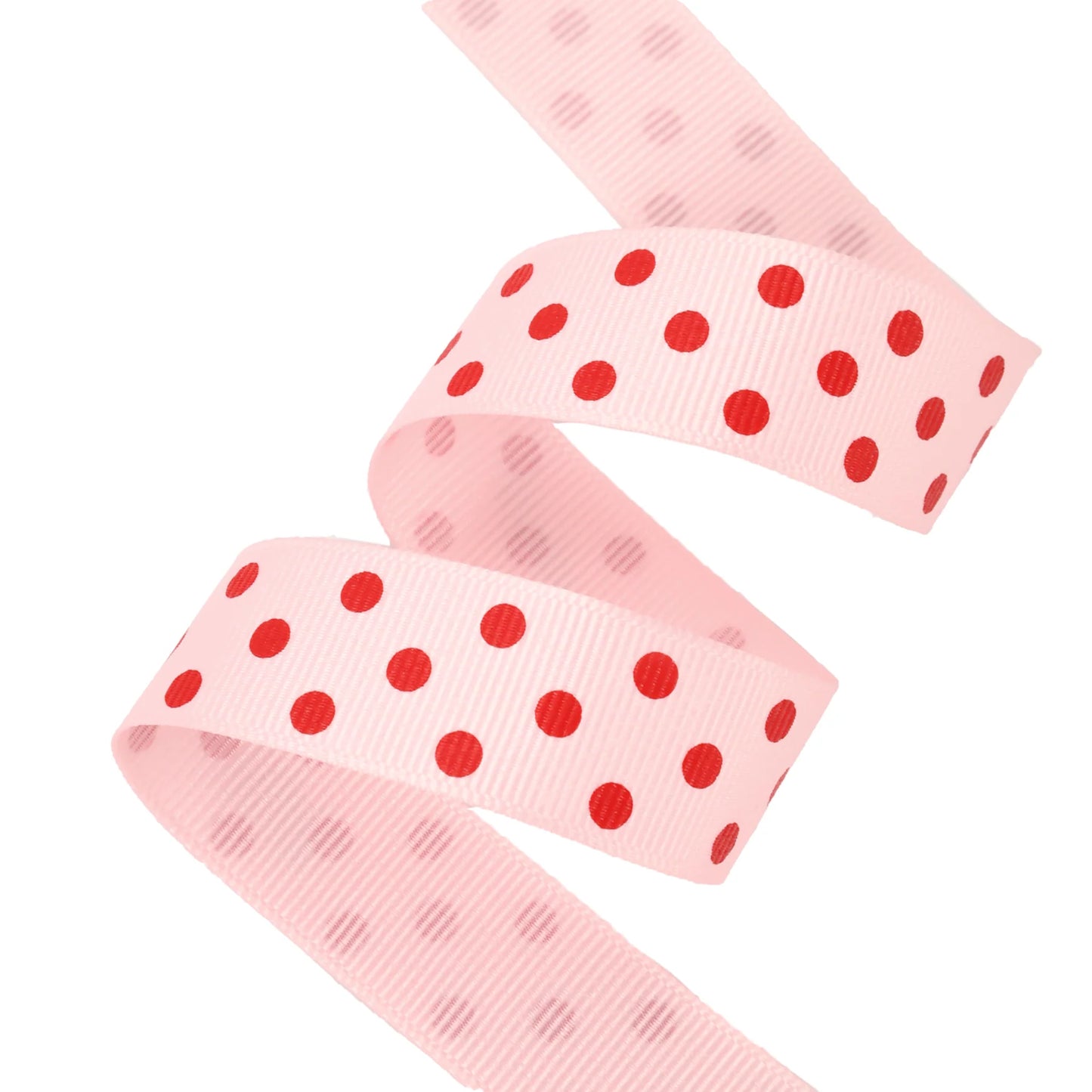 7/8" Printed Dots Textured Grosgrain Ribbon - Lt Pink - 25 Yard Roll