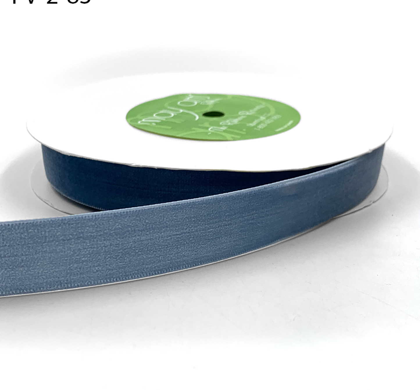 3/4" velvet ribbon with woven edge in slate blue