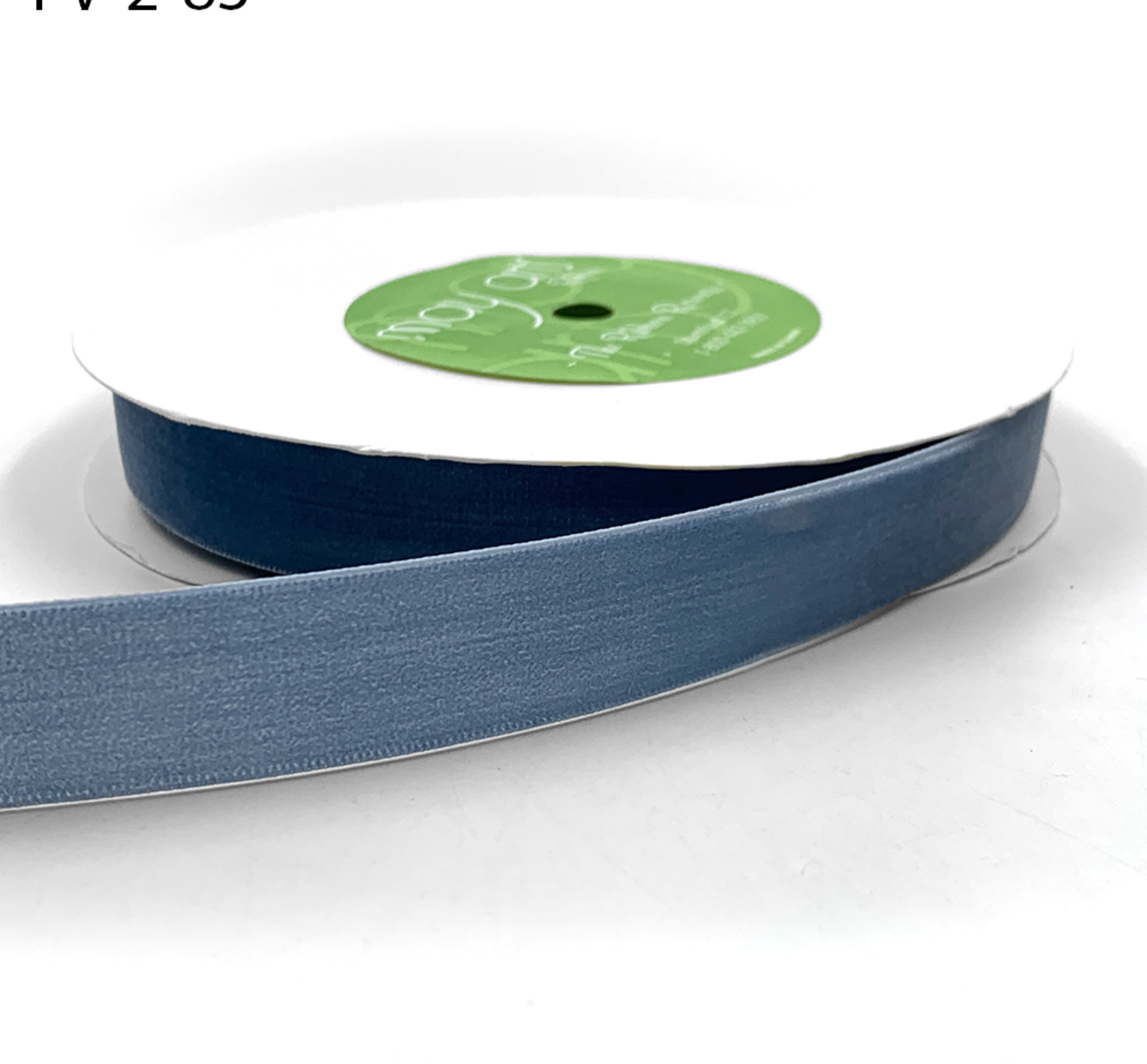 3/4" velvet ribbon with woven edge in slate blue