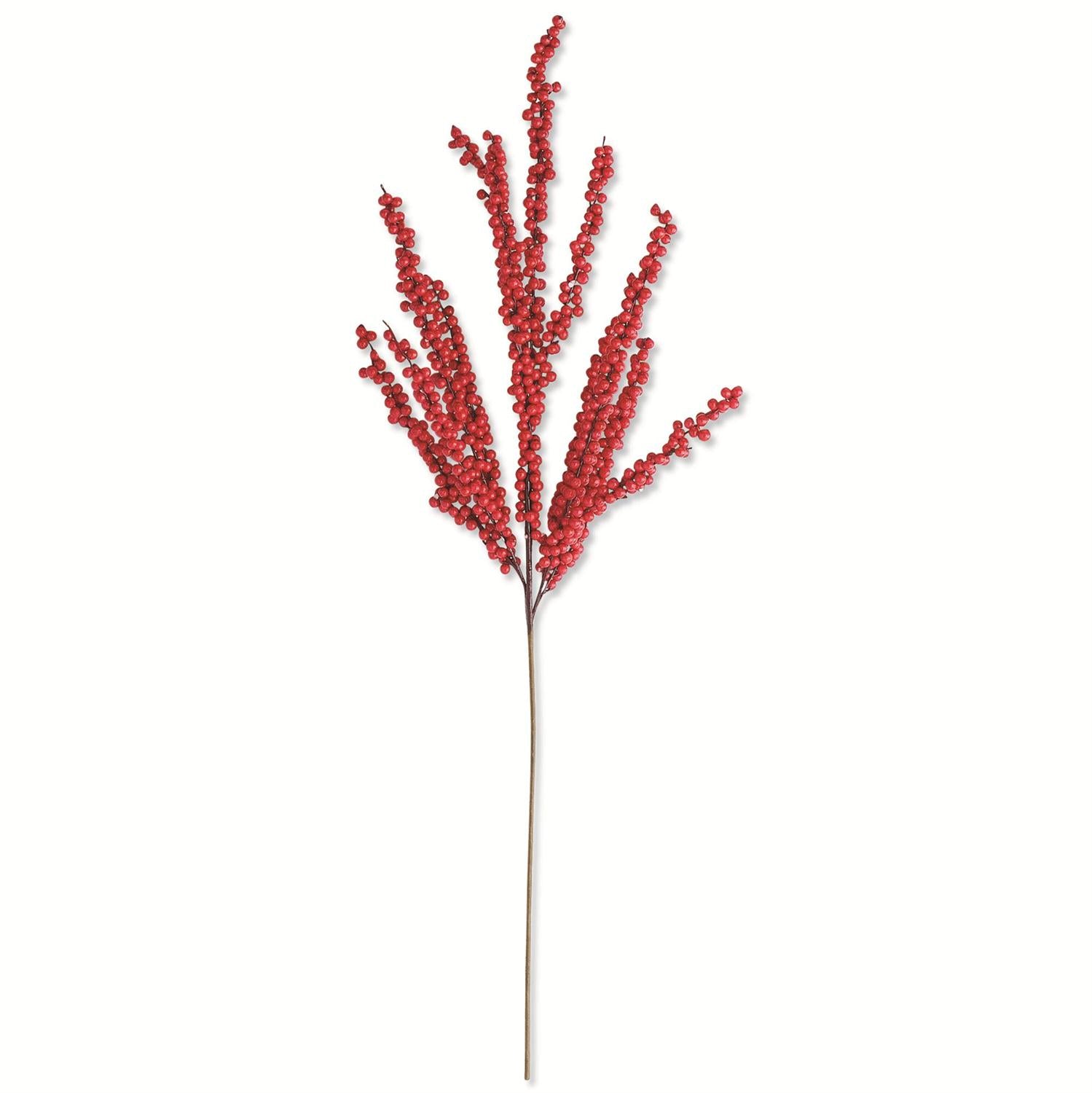 A 40-inch branch with vibrant red berries, intended for use as holiday decoration.