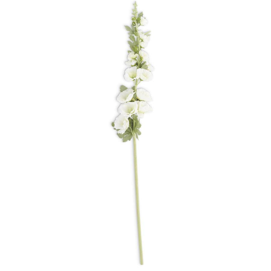 43" Hollyhock Stem artificial white flowers and green stem