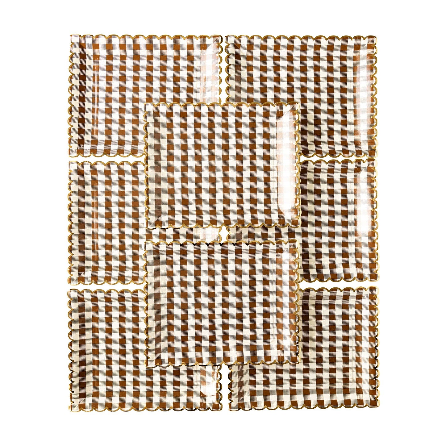 My Minds Eye - Brown Gingham Scalloped Plate