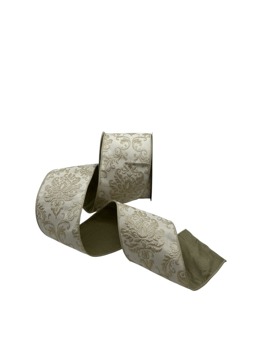 Decorative ribbon with intricate pattern on a white background