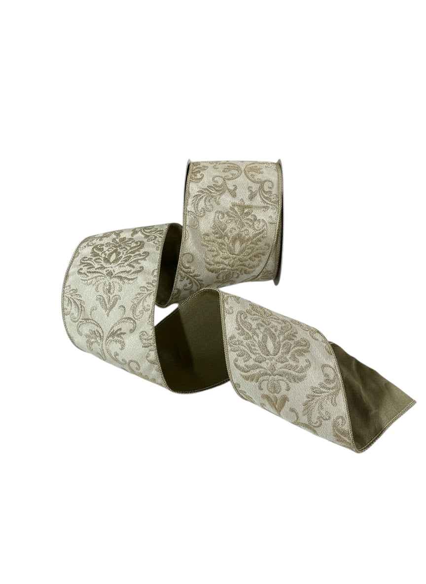 Decorative ribbon with a floral pattern on a white background